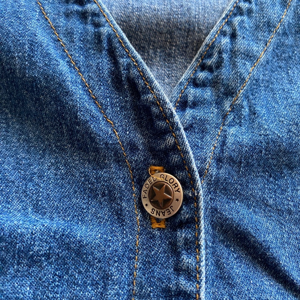 Faded Glory Vintage Denim Jumper Dress Large Blue Cotton Button Front 90s y2k - Picture 5 of 9